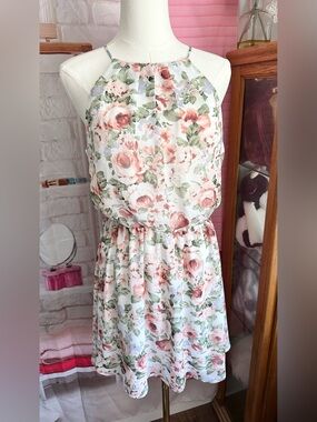 Guess Floral Chiffon Halter Dress